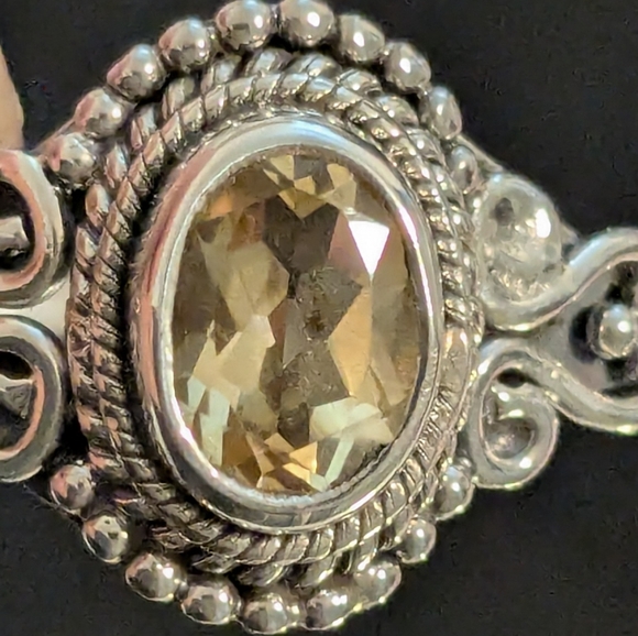 Geniune 925 Sterling Silver Citrine Ring Size 11 - Picture 9 of 10